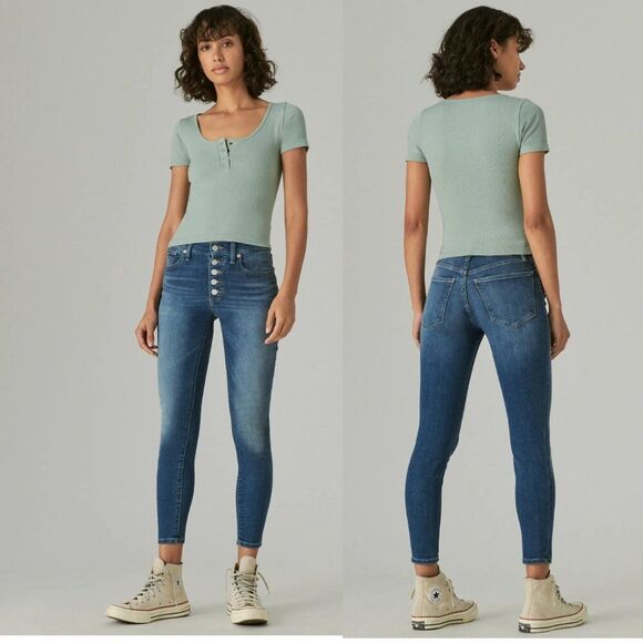 Lucky Brand Brigette Ankle Jeans Size 8 Button Closure Skinny - Picture 1 of 13